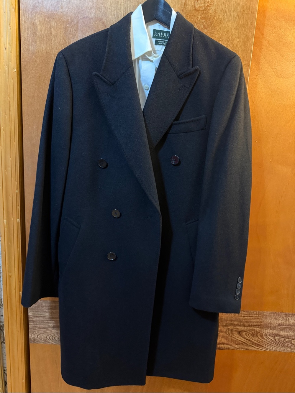 Calvin Klein Cashmere Men’s Double-Breasted Black Pea Coat